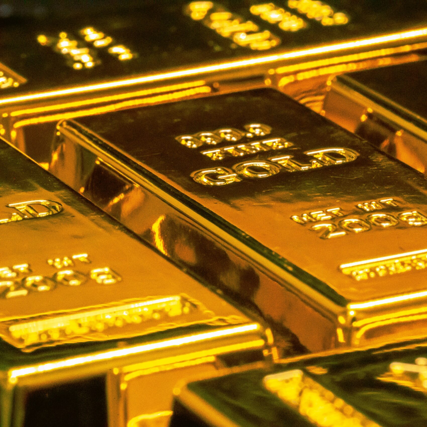 Aufgereihte Goldbarren